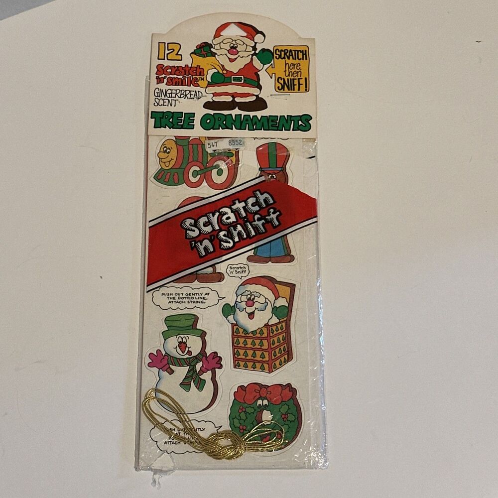 Spindex Xmas Scratch N Sniff Ornaments Made In USA Vintage 80’s